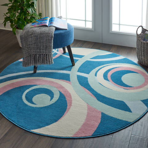 Nourison Grafix Blue Round 53 X 53 Area Rug 805-113398 Image 5
