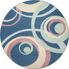 Nourison Grafix Blue Round 7 to 8 ft Polypropylene Carpet 113400
