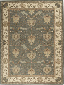 Nourison India House Blue Rectangle 9x12 ft Wool Carpet 113421