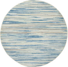 Nourison Jubilant Blue Round 5 to 6 ft Polypropylene Carpet 113489