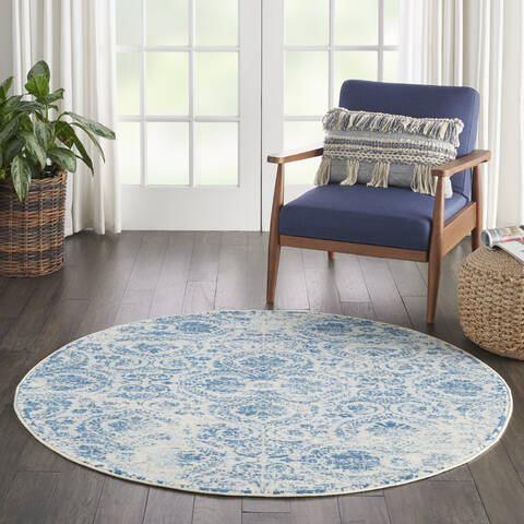 Nourison Jubilant Blue Round 53 X 53 Area Rug 805-113493 Image 3