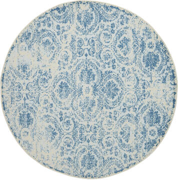 Nourison Jubilant Blue Round 5 to 6 ft Polypropylene Carpet 113493