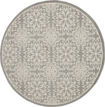 Nourison Jubilant Beige Round 5 to 6 ft Polypropylene Carpet 113509