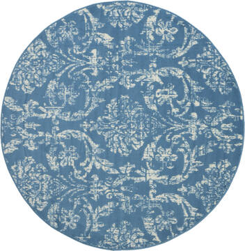 Nourison Jubilant Blue Round 5 to 6 ft Polypropylene Carpet 113534