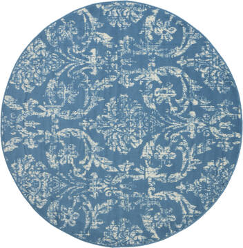Nourison Jubilant Blue Round 5 to 6 ft Polypropylene Carpet 113534
