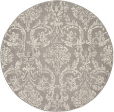 Nourison Jubilant Grey Round 5 to 6 ft Polypropylene Carpet 113549