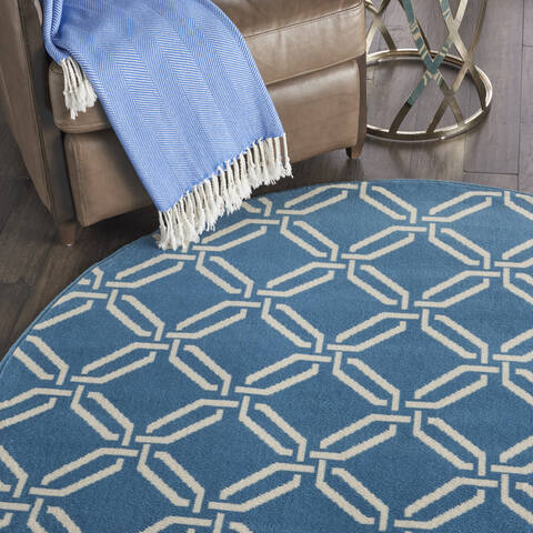 Nourison Jubilant Blue Round 53 X 53 Area Rug 805-113582 Image 4