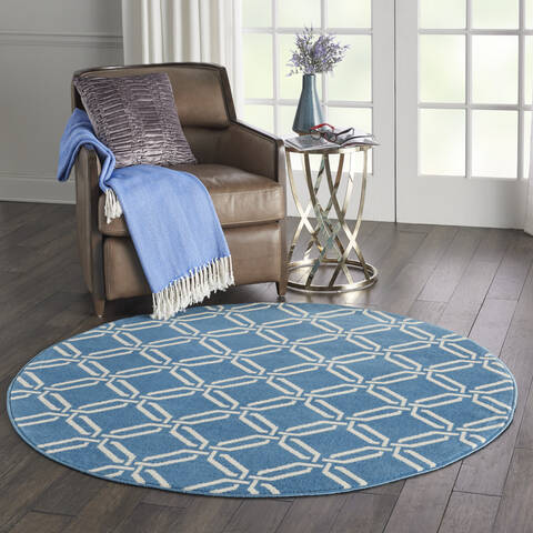 Nourison Jubilant Blue Round 53 X 53 Area Rug 805-113582 Image 5