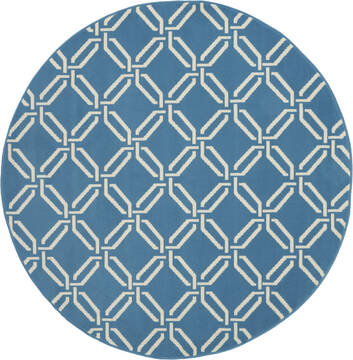 Nourison Jubilant Blue Round 5 to 6 ft Polypropylene Carpet 113582