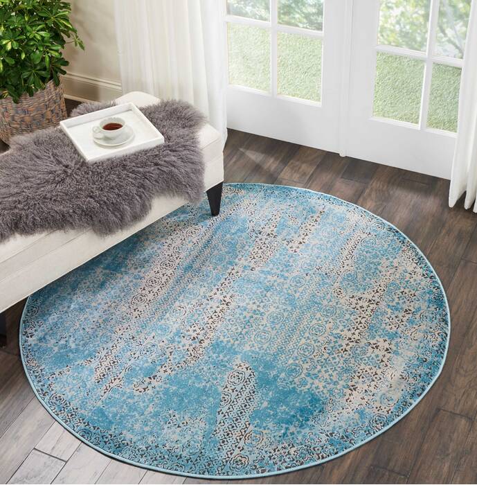 Nourison Karma Blue Round 53 X 53 Area Rug 805-113809 Image 3