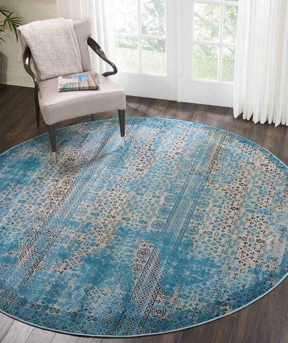 Nourison Karma Blue Round 710 X 710 Area Rug 805-113810 Image 3