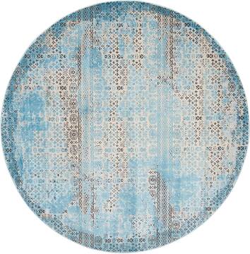 Nourison Karma Blue Round 7 to 8 ft Polypropylene Carpet 113810