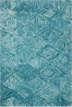 Nourison Linked Blue Rectangle 5x8 ft Wool Carpet 113872