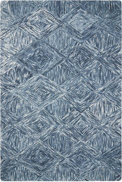 Nourison Linked Blue Rectangle 5x8 ft Wool Carpet 113874