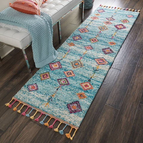 Nourison Moroccan Casbah Blue Runner 22 X 60 Area Rug 805-113947 Image 3