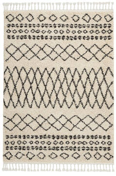 Nourison Moroccan shag White Rectangle 5x8 ft Polypropylene Carpet 114042