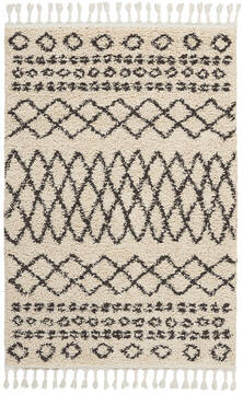 Nourison Moroccan Shag Beige Rectangle 5x7 ft Polypropylene Carpet 114045
