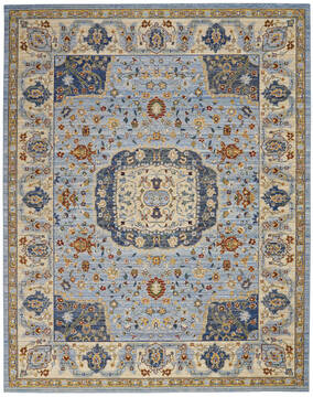 Nourison Majestic Blue Rectangle 8x10 ft Wool Carpet 114167