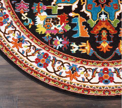 Nourison Oakdale Black Round 710 X 710 Area Rug 805-114228 Image 1