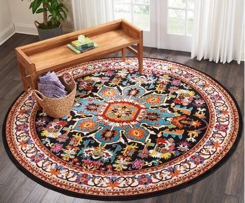 Nourison Oakdale Black Round 710 X 710 Area Rug 805-114228 Image 3