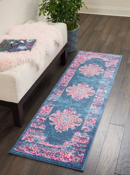 Nourison Passion Blue Runner 110 X 60 Area Rug 805-114424 Image 3