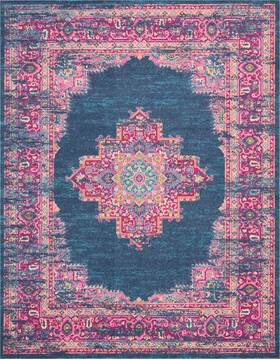 Nourison Passion Blue Rectangle 8x10 ft Polypropylene Carpet 114438
