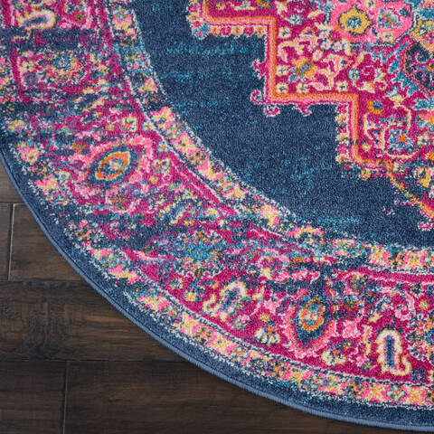 Nourison Passion Blue Round 53 X 53 Area Rug 805-114443 Image 1
