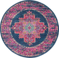 Nourison Passion Blue Round 5 to 6 ft Polypropylene Carpet 114443