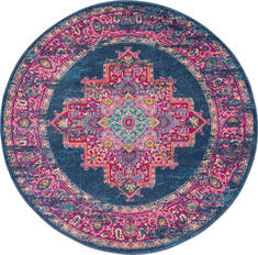Nourison Passion Blue Round 5'3" X 5'3" Area Rug  805-114443