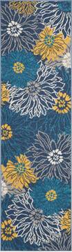 Nourison Passion Blue Runner 6 to 9 ft Polypropylene Carpet 114474