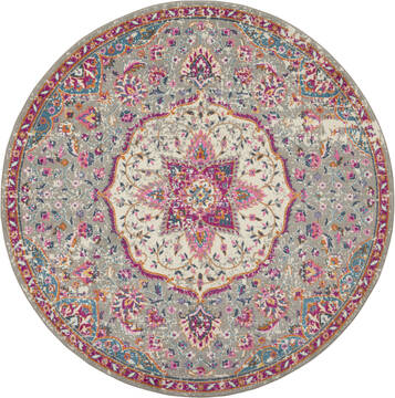 Nourison Passion Grey Round 7 to 8 ft Polypropylene Carpet 114524