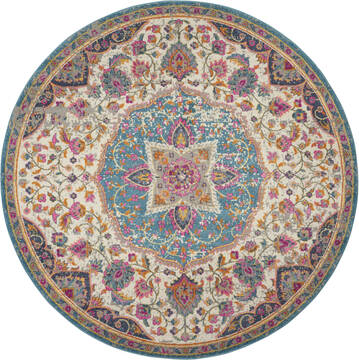 Nourison Passion Beige Round 5 to 6 ft Polypropylene Carpet 114528