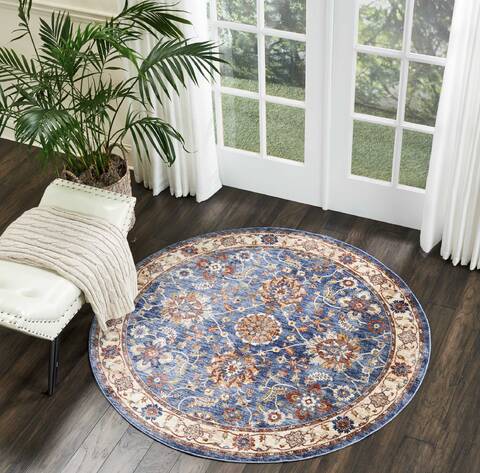 Nourison Reseda Blue Round 50 X 50 Area Rug 805-114613 Image 3