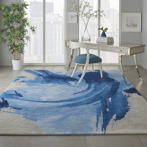 Nourison Symmetry Blue 79 X 99 Area Rug 805-114835 Image 3