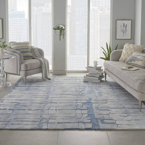 Nourison Symmetry Blue 79 X 99 Area Rug 805-114857 Image 3