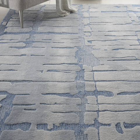 Nourison Symmetry Blue 79 X 99 Area Rug 805-114857 Image 4