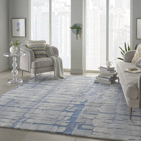 Nourison Symmetry Blue 79 X 99 Area Rug 805-114857 Image 5