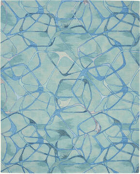 Nourison Symmetry Blue Rectangle 8x10 ft Polyester Carpet 114865