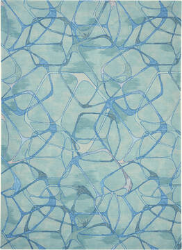 Nourison Symmetry Blue Rectangle 8x11 ft Polyester Carpet 114866