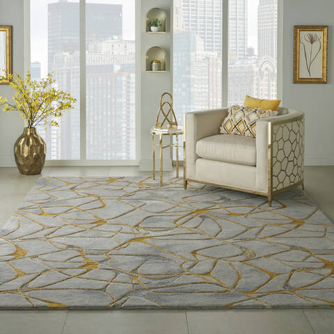 Nourison Symmetry Grey 79 X 99 Area Rug 805-114867 Image 3