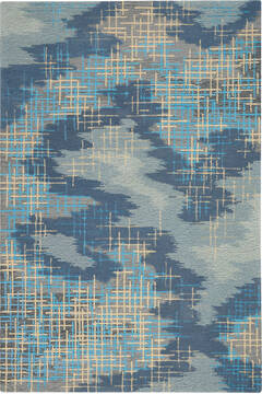 Nourison Symmetry Blue Rectangle 5x8 ft Polyester Carpet 114877