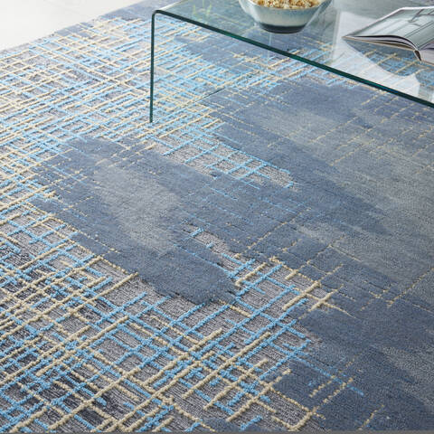 Nourison Symmetry Blue 79 X 99 Area Rug 805-114879 Image 4