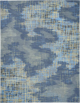 Nourison Symmetry Blue Rectangle 8x10 ft Polyester Carpet 114879