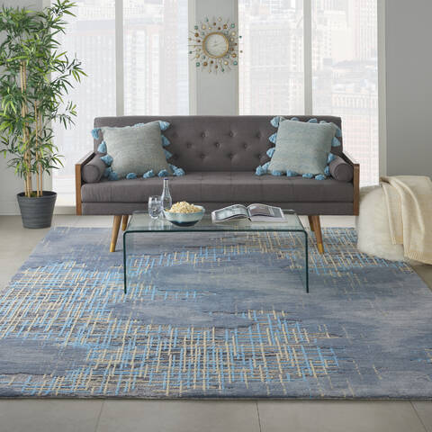 Nourison Symmetry Blue 86 X 116 Area Rug 805-114880 Image 3