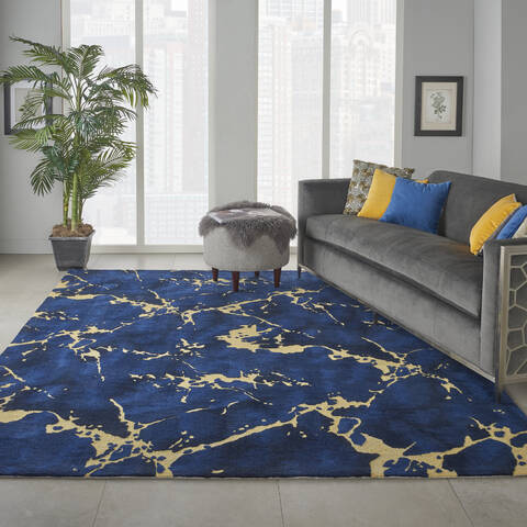 Nourison Symmetry Blue 79 X 99 Area Rug 805-114883 Image 3