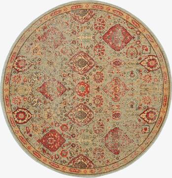 Nourison Somerset Green Round 5 to 6 ft Polyester Carpet 114969
