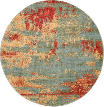 Nourison Somerset Blue Round 5 to 6 ft Polyester Carpet 114977