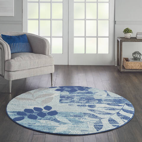 Nourison Tranquil Blue Round 53 X 53 Area Rug 805-114994 Image 3