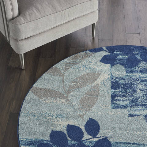 Nourison Tranquil Blue Round 53 X 53 Area Rug 805-114994 Image 4