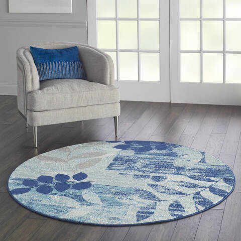 Nourison Tranquil Blue Round 53 X 53 Area Rug 805-114994 Image 5